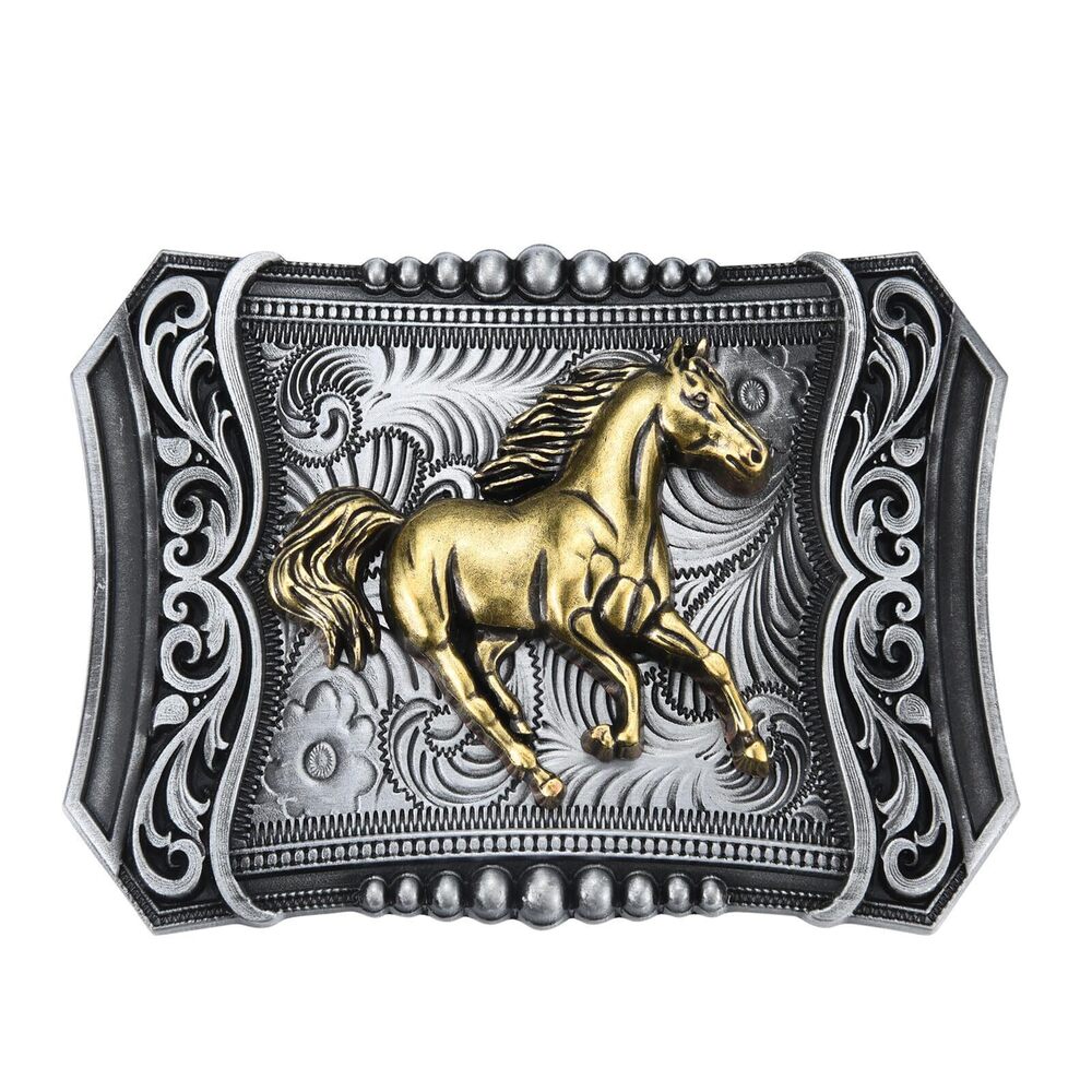 4103 Religious Cross Running Horse Belt Buckle │Western Vintage Cowboy